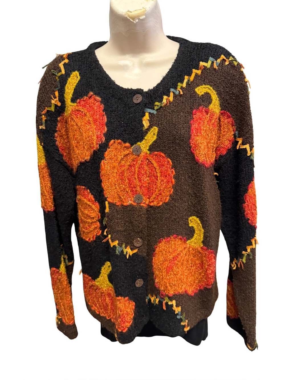 1543/ Design Options By Philip & Jane Gordon Pumpkin Cardigan Sweater Size Small